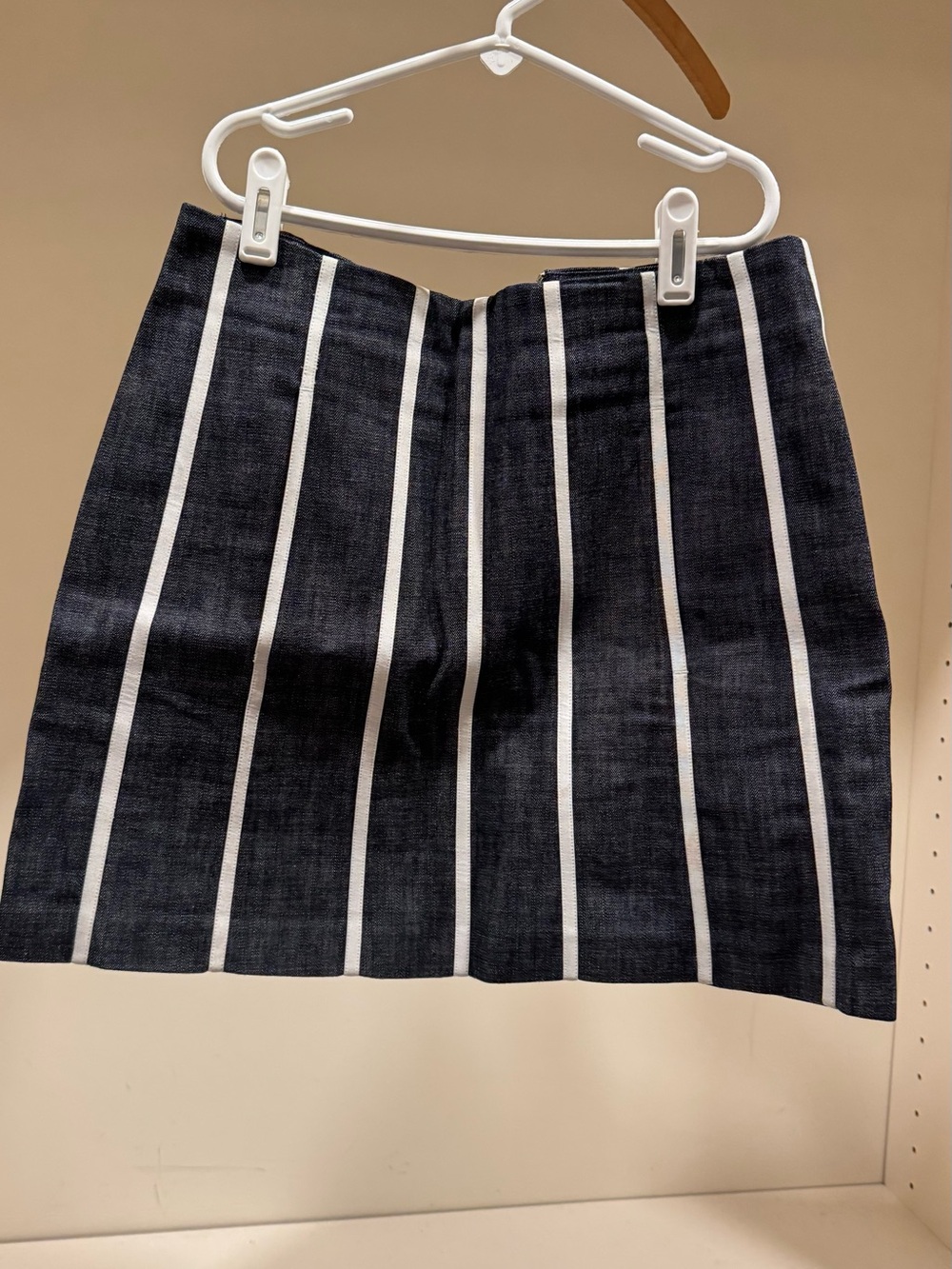 Victoria Beckham Navy and White Vertical Stripe Mini Skirt